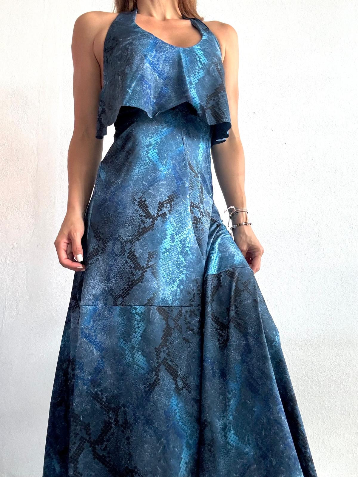 Denim Snake Maxi Dress
