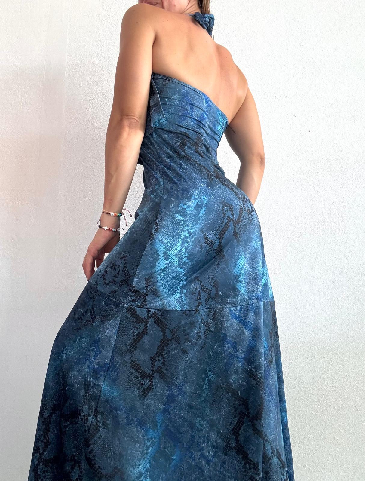 Denim Snake Maxi Dress