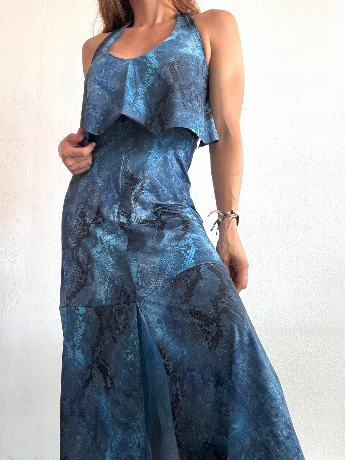 Denim Snake Maxi Dress