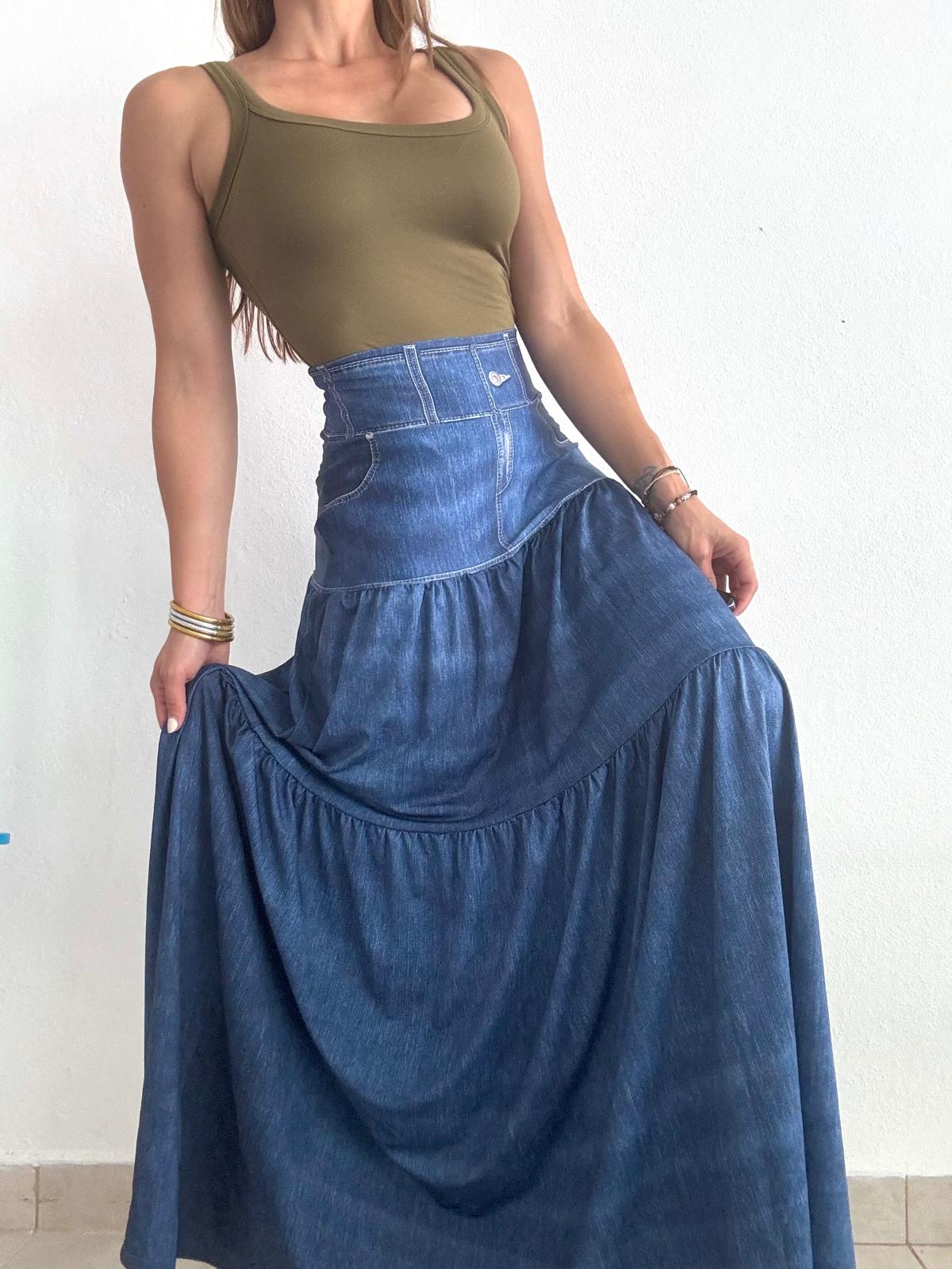 Denim Blue Maxi Skirt
