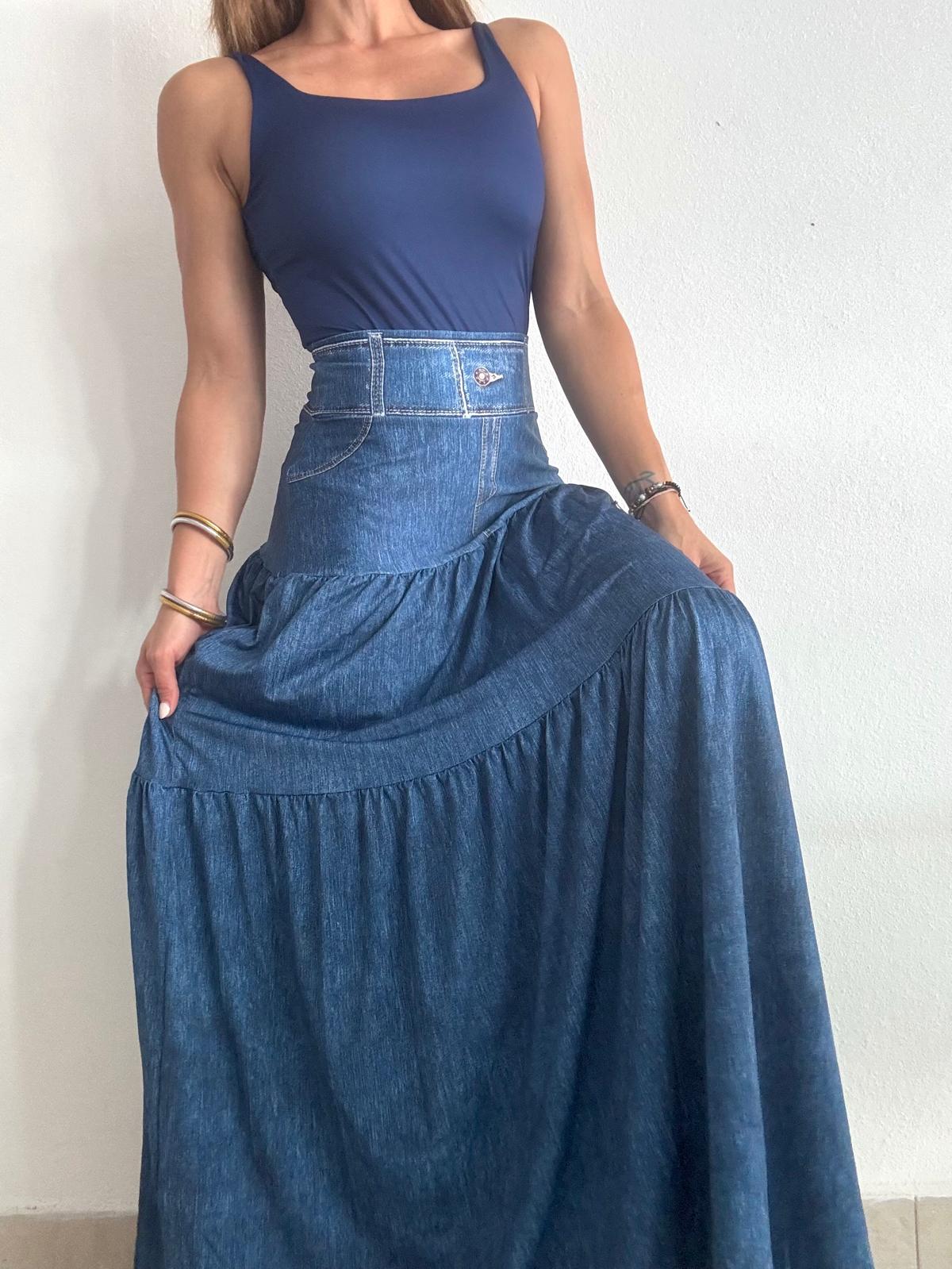 Denim Blue Maxi Skirt