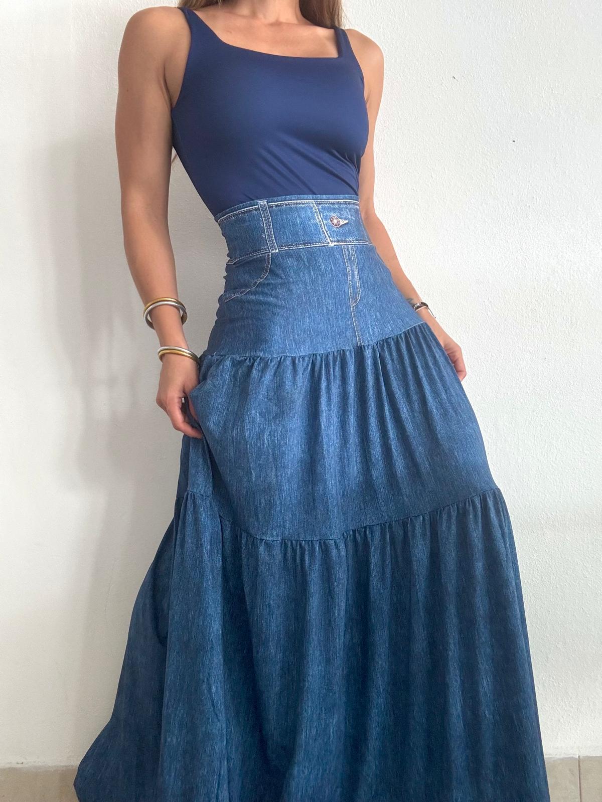 Denim Blue Maxi Skirt