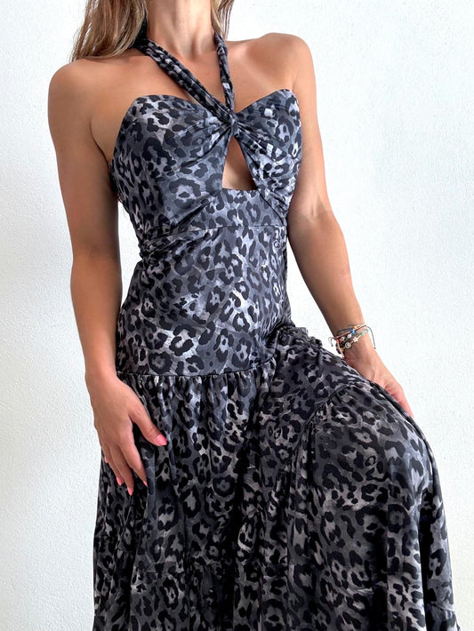 Black Leopard Maxi Dress