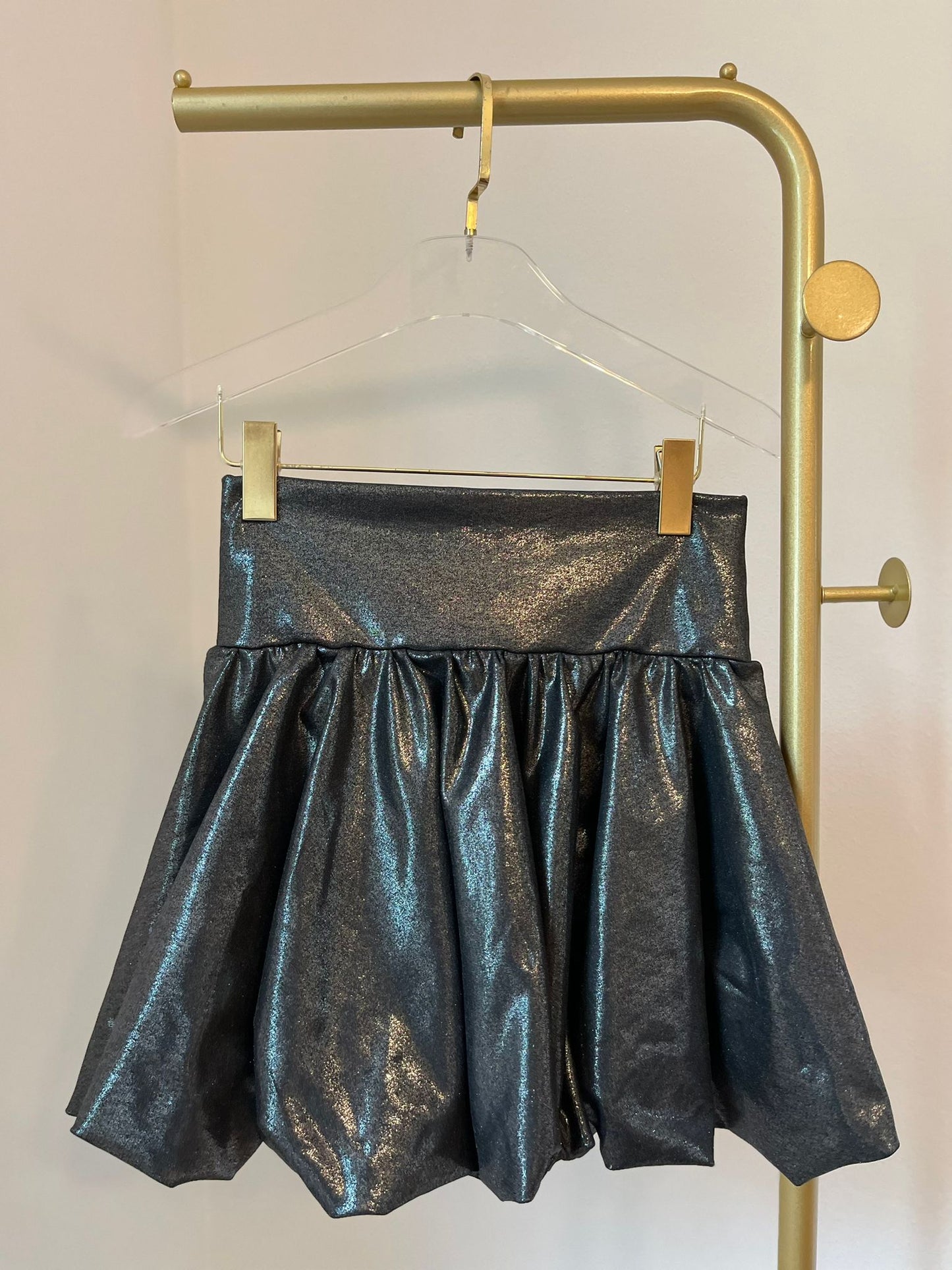 Silver Metallic Bubble Skort