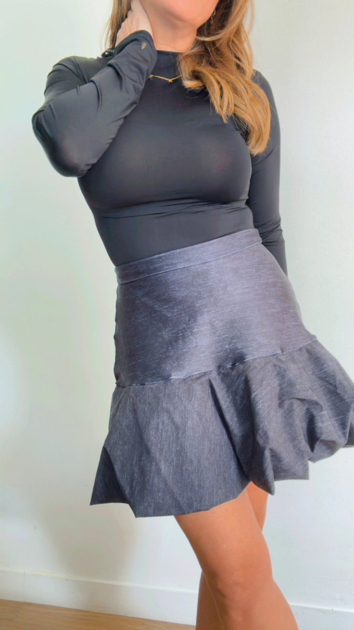 Black Denim Bubble Skirt