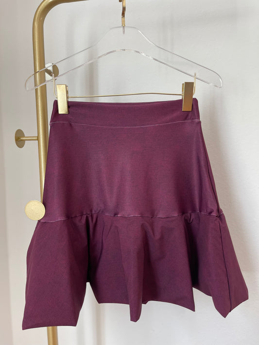 Wine Denim Bubble Skirt