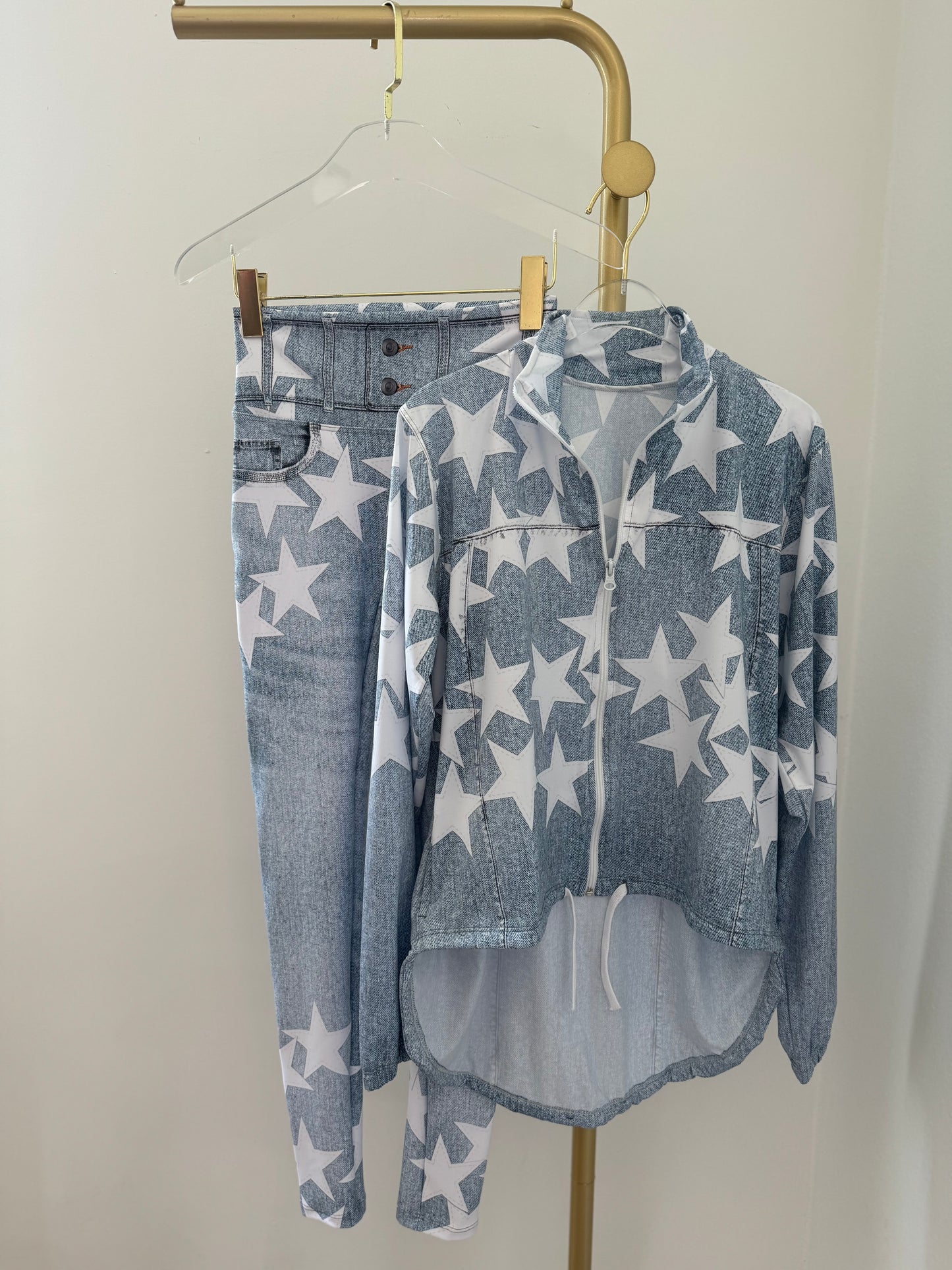 White Stars Denim Legging / Jacket