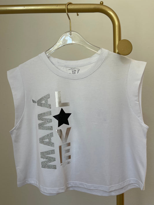 Mama Love White Crop Top