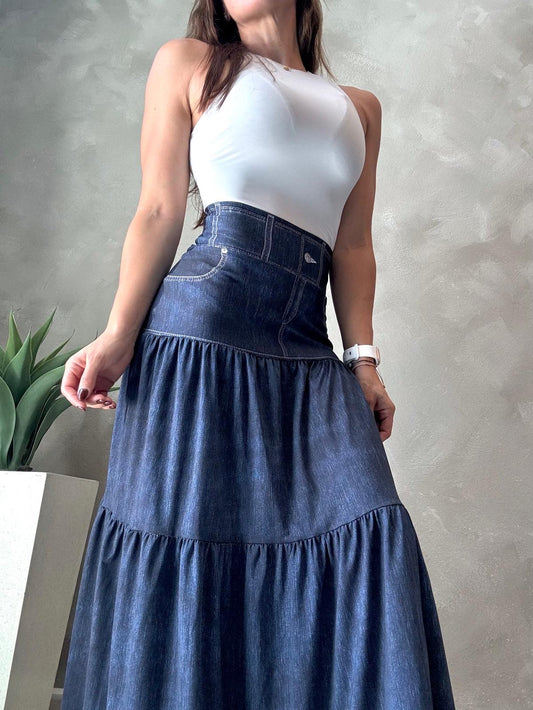 Dark Denim Maxi Skirt