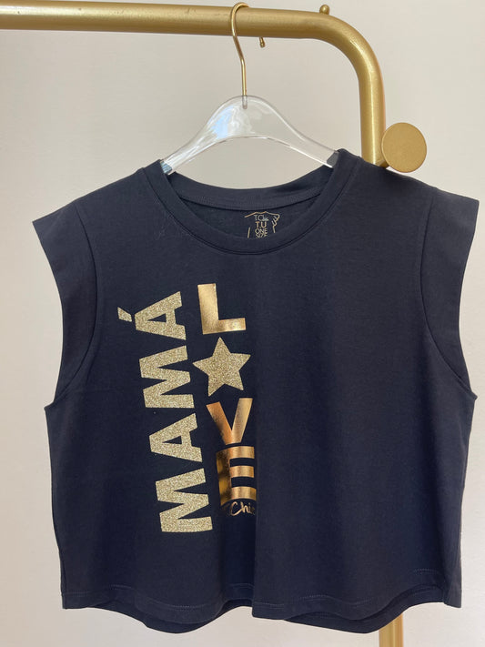 Mama Love Black Crop Top