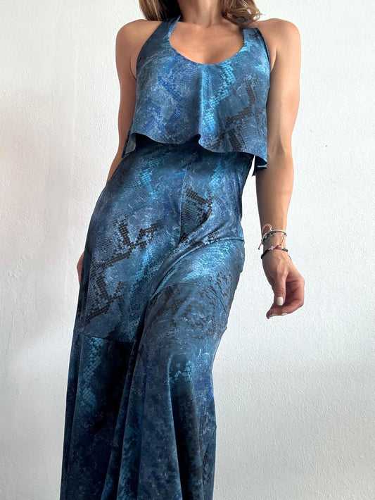 Denim Snake Maxi Dress