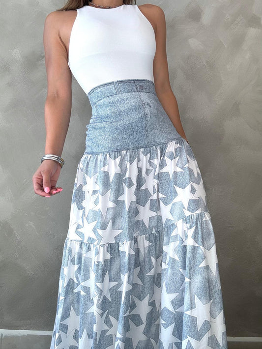 White Stars Maxi Skirt