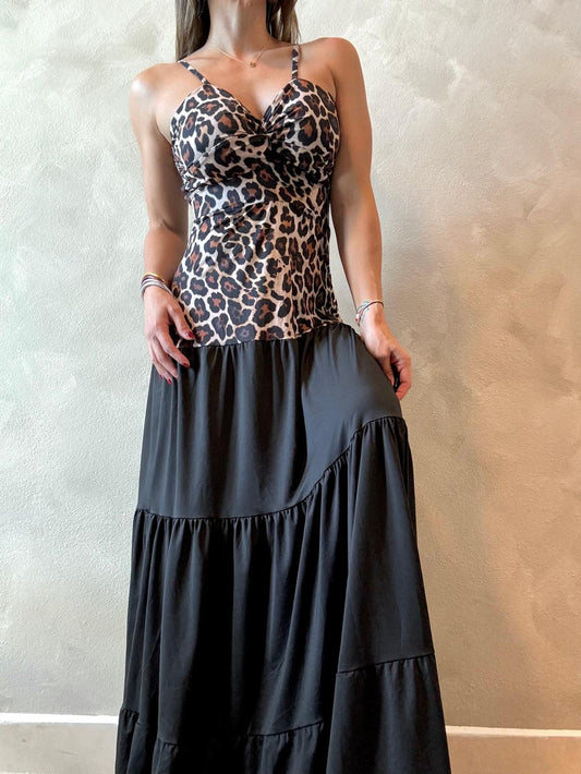 Leopard & Black Maxi Dress