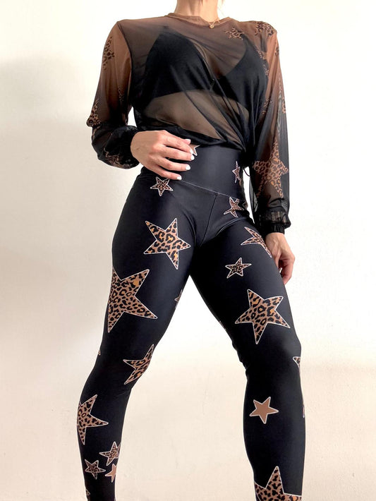 Leopard Stars Mesh Top