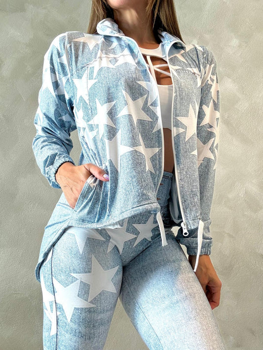 White Stars Denim Legging / Jacket